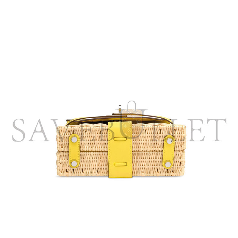 HERMÈS MASTER JAUNE DE NAPLES SWIFT LEATHER & OSIER MINI PICNIC KELLY WITH PALLADIUM HARDWARE (20*14*8cm)